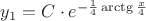 $y_1=C\cdot e^{-\frac{1}{4}\arctg\frac{x}{4}}$
