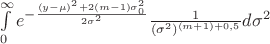 \int\limits_{0}^{\infty} e^{- \frac{(y-\mu)^2+2(m-1) \sigma_0^2}{2 \sigma^2}} \frac{1}{(\sigma^{2})^{(m+1)+0,5}} d \sigma^2