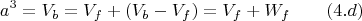 $$a^3=V_b=V_f+(V_b-V_f)=V_f+W_f \qquad \e (4.d) $$