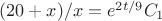 $(20+x)/x =e^{2t/9}C_1$