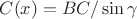 $C(x) = BC / \sin \gamma$