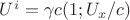 $U^i=\gamma c(1;U_x/c)$