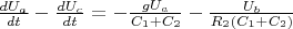$\frac{dU_a}{dt} - \frac{dU_c}{dt} = - \frac{gU_a}{C_1 + C_2} - \frac{U_b}{R_{2}(C_1 + C_2)}$