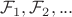 $\mathcal{F}_1, \mathcal{F}_2, ...$