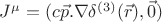 $J^{\mu}=(c\vec{p}.\nabla\delta^{(3)}(\vec{r}), \vec{0})$