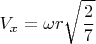 $\displaystyle V_x=\omega r\sqrt{\frac{2}{7}}$