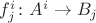 $f^i_j\colon A^i\to B_j$