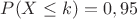$P(X \leq k)=0,95$