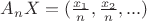 $A_nX= (\frac {x_1}{n}, \frac {x_2}{n}, ...)$