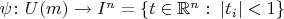 $\psi \colon U(m) \to I^n =\{t \in \mathbb{R}^n : \; |t_{i} |< 1\}$