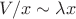 $V/x\sim\lambda x$