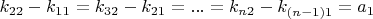 $k_{22}-k_{11}=k_{32}-k_{21}=...=k_{n2}-k_{(n-1)1}= a_{1}$