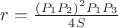 $r = \frac{(P_1P_2)^2P_1P_3}{4S}$