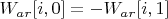 $W_{ar}[i, 0] = -W_{ar}[i, 1]$