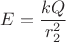 $$E=\frac{kQ}{r_2^2}$$