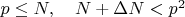 $\[p \le N, \quad N+\Delta N < {p^2}\]$