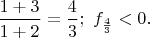 $\dfrac{1+3}{1+2}=\dfrac{4}{3};\ f_{\frac{4}{3}}<0.$