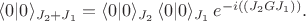 $\langle 0|0 \rangle_{J_2+J_1}=\langle 0|0 \rangle_{J_2}\, \langle 0|0 \rangle_{J_1}\,e^{-i((J_2GJ_1))}.$