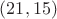 $(21,15)$