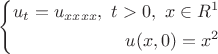 $\left\{
\begin{aligned}
u_t = u_{xxxx},\ t>0,\ x \in R^1\\
u(x,0) = x^2\\
\end{aligned}
\right$