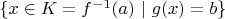 $\{x \in K=f^{-1}(a) \ | \ g(x)=b\}$