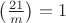 $\left(\frac{21}m\right)=1$