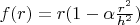 $f(r)=r(1-\alpha\frac{r^2}{h^2})$