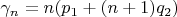 $\gamma_n=n(p_1+(n+1)q_2)$