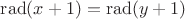$\mathrm{rad}(x+1)=\mathrm{rad}(y+1)$