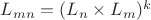 $L_{mn}=(L_n\times L_m)^k$