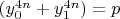 $(y_0^{4n}+y_1^{4n} )=p$