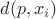 $d(p, x_i)$
