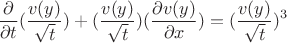 $$
\frac{\partial}{\partial t}(\frac{v(y)}{\sqrt t}) + (\frac{v(y)}{\sqrt t})(\frac{\partial v(y)}{\partial x})=(\frac{v(y)}{\sqrt t})^3
$$