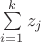 $\sum\limits_{i=1}^{k}z_j$