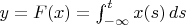 $y= F(x)=\int_{-\infty}^t x(s) \, ds$