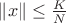 $\lVert x\rVert\leq \frac{K}{N}$