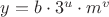 $y=b \cdot 3^u \cdot m^v$