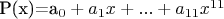 P(x)=a_0+a_1x+...+a_{11}x^{11}