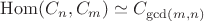 $\operatorname{Hom}(C_n,C_m)\simeq C_{\operatorname{gcd}(m,n)}$