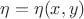 $\eta=\eta(x,y)$
