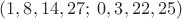 $(1,8,14,27;\;0,3,22,25)$
