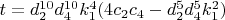 $t=d_2^{10} d_4^{10} k_1^4 (4 c_2 c_4-d_2^5 d_4^5 k_1^2)$