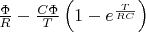 $\frac{\Phi}{R} - \frac{C \Phi}{T}\left(1 - e^{\frac{T}{RC}}\right)$