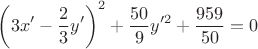 $$\left ( 3x' - \frac{2}{3} y' \right )^2 + \frac{50}{9} y'^2+ \frac{959}{50} = 0$$