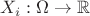$X_i: \Omega \to \mathbb{R}$