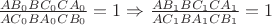 $\frac{AB_0BC_0CA_0}{AC_0BA_0CB_0}=1 \Rightarrow \frac{AB_1BC_1CA_1}{AC_1BA_1CB_1}=1 $