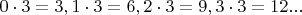 $0 \cdot 3 = 3, 1 \cdot 3 = 6, 2 \cdot 3=9, 3\cdot 3=12...$