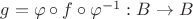 $g = \varphi \circ f \circ \varphi^{-1} : B \to B$