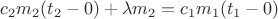 $c_2m_2(t_2-0)+\lambda m_2=c_1m_1(t_1-0)$