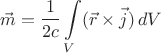 $$\vec m=\frac{1}{2c}\int\limits_V (\vec r\times \vec j) \, dV$$ $$\vec m=\frac{1}{2c}\int\limits_V (\vec r\times \vec j) \, dV$$